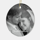 Unser erstes Weihnachts-Schwarze Damaske-Foto Keramik Ornament (Links)