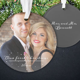 Unser erstes Weihnachts-Script-Hochzeitsskript-Fot Ornament