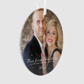 Unser erstes Weihnachts-Script-Hochzeitsskript-Fot Ornament (Vorderseite)