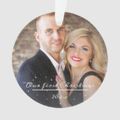 Unser erstes Weihnachts-Script-Hochzeitsskript-Fot Ornament (Vorderseite)
