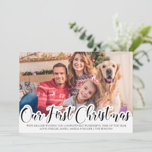 Unser erstes Weihnachts-Single Foto Hand Letted (Stehend Vorderseite)