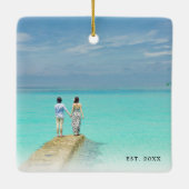 Unser erstes Weihnachts-Tropical-Blätter neu vermä Keramikornament (Rückseite)