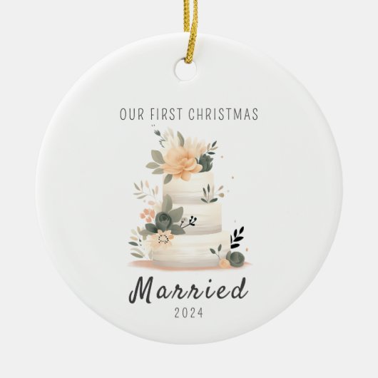 Unser erstes Weihnachts-Verheiratet-Weihnachtsgesc Keramik Ornament (Vorne)