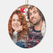 Unser erstes Weihnachts-Verheiratete Custom-2-Foto Keramik Ornament (Links)