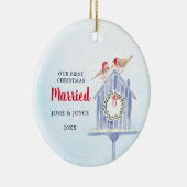 Unser erstes Weihnachts-Verheiratetes Personalisie Keramik Ornament (Rechts)