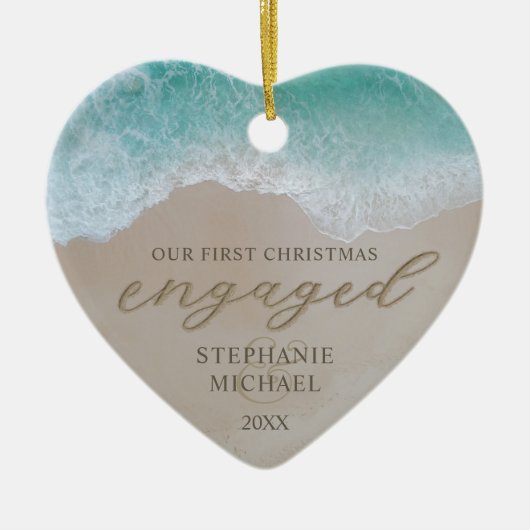 Unser erstes Weihnachts-Verlobt Beach Keramik Orna Keramik Ornament (Vorne)