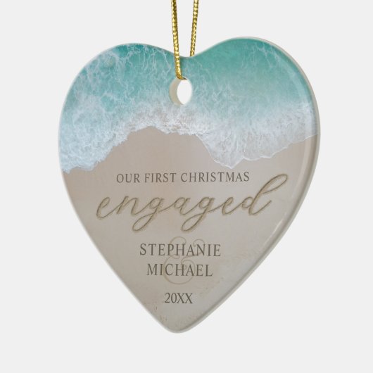 Unser erstes Weihnachts-Verlobt Beach Keramik Orna Keramik Ornament (Links)