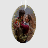 Unser erstes Weihnachts-Verlobt-Foto-Ornament Ornament (Vorderseite)