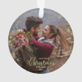 Unser erstes Weihnachts-Verlobt-Foto-Ornament Ornament (Rückseite)