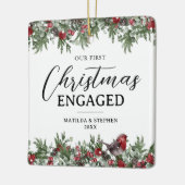 Unser erstes Weihnachts-Verlobt Keepsake Keramikornament (Links)
