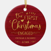 Unser erstes Weihnachts-Verlobt Rustikales Bauernh Keramik Ornament (Vorne)