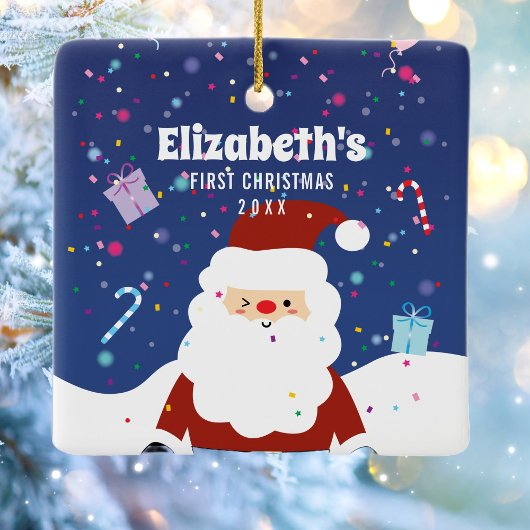 Unser erstes Weihnachts-Winter-Wunderland-Foto Keramikornament