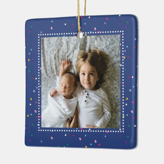 Unser erstes Weihnachts-Winter-Wunderland-Foto Keramikornament (Links)