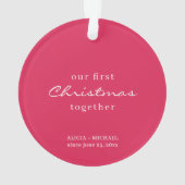Unser erstes Weihnachts-zusammen-Foto-Liebe-Skript Ornament (Rückseite)