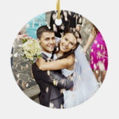 Unser erstes Weihnachts-Zusammen-White-Script-Foto Keramik Ornament (Hinten)