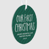 Unser erstes Weihnachts-Zwillingsbabys mit grünem  Ornament (Vorderseite)