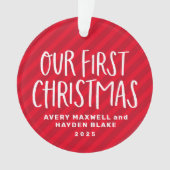 Unser erstes Weihnachts-Zwillingsbabys Rotes Foto Ornament (Vorderseite)