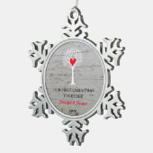 Unser erstes Weihnachtsbaumholz Schneeflocken Zinn-Ornament (Rechts)