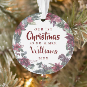 Unser erstes Weihnachtsblumenpaar-Foto Ornament