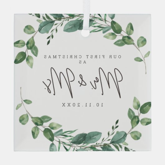 Unser erstes Weihnachtsdatum Mr. und Mrs. Custom D Ornament Aus Glas (Rückseite)