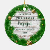 Unser erstes WeihnachtsEngagement Kranz Zimtorange Keramik Ornament (Hinten)