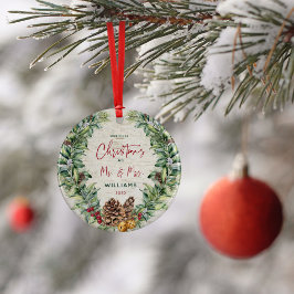 Unser erstes Weihnachtsfest als Mr. & Mrs. PIne Wr Keramik Ornament