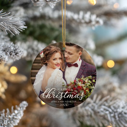 Unser erstes Weihnachtsfest als Mr. und Mrs. 2024 Keramik Ornament