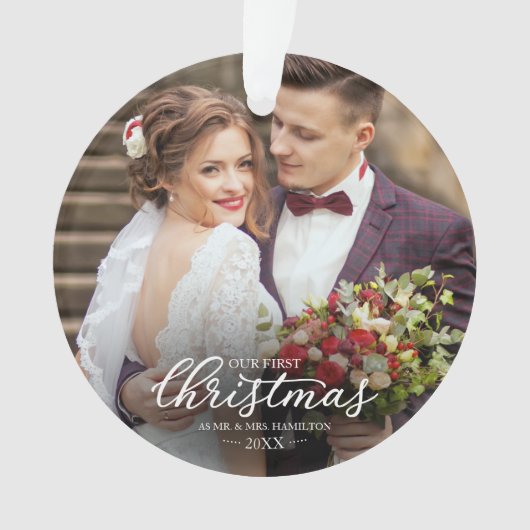 Unser erstes Weihnachtsfest als Mr. und Mrs. 2024 Ornament (Vorderseite)