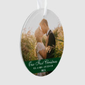 Unser erstes Weihnachtsfest Foto Green Ornament (Vorderseite)
