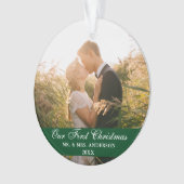 Unser erstes Weihnachtsfest Foto Green Ornament (Vorderseite)