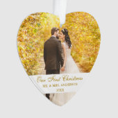 Unser erstes Weihnachtsfest-Foto Herz Ornament (Vorderseite)