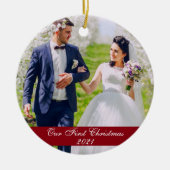 Unser erstes Weihnachtsfest-Foto Keramik Ornament (Vorne)