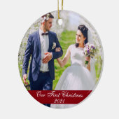 Unser erstes Weihnachtsfest-Foto Keramik Ornament (Links)