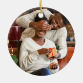 Unser erstes Weihnachtsfest Foto Mr. und Mrs. Red  Keramik Ornament (Hinten)