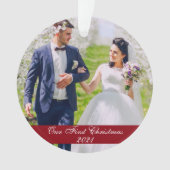 Unser erstes Weihnachtsfest-Foto Ornament (Vorderseite)