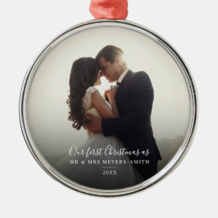 Unser erstes Weihnachtsfest-Foto Ornament Aus Metall