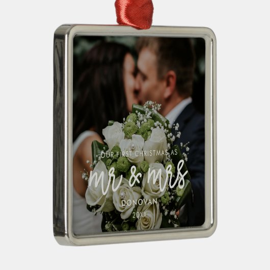 Unser erstes Weihnachtsfest-Foto Ornament Aus Metall (Rechts)