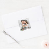 Unser erstes Weihnachtsfest-Foto Quadratischer Aufkleber (Umschlag)