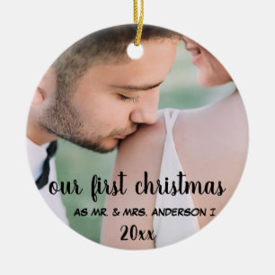 Unser erstes Weihnachtsfest, Frau Foto, Verheirate Keramik Ornament