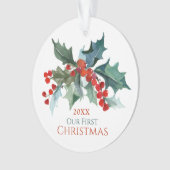 Unser erstes Weihnachtsfest Heilig und Berries Ornament (Vorderseite)