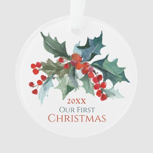 Unser erstes Weihnachtsfest Heilig und Berries Ornament (Vorderseite)