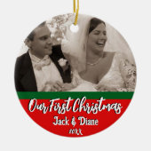 Unser erstes Weihnachtsfest in New York Personalis Keramik Ornament (Vorne)