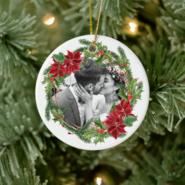 Unser erstes Weihnachtsfest-Kraut-Foto Keramik Ornament