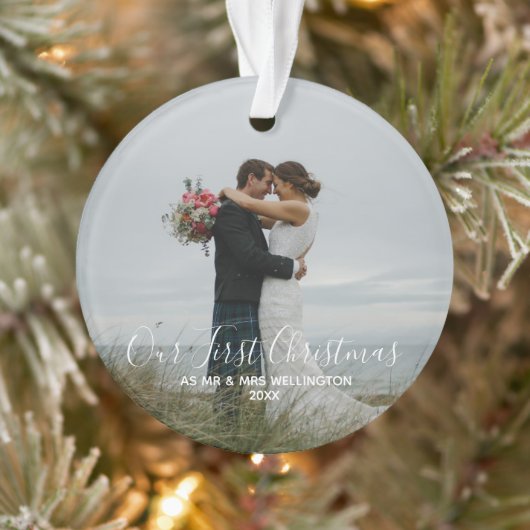 Unser erstes Weihnachtsfest|Mr. and Mrs.| White Fo Ornament (Baum)