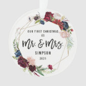 Unser erstes Weihnachtsfest Mr. & Mrs. | Erstes Ve Ornament (Vorderseite)