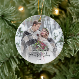 Unser erstes Weihnachtsfest - Mr. und Mrs. Wedding Keramik Ornament