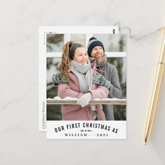 Unser erstes Weihnachtsfest - Mr. Wedding Foto Postkarte (Vorderseite/Rückseite Beispiel)