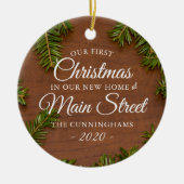 Unser erstes Weihnachtsfest, neues Zuhause Rustika Keramik Ornament (Vorne)