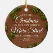 Unser erstes Weihnachtsfest, neues Zuhause Rustika Keramik Ornament (Hinten)