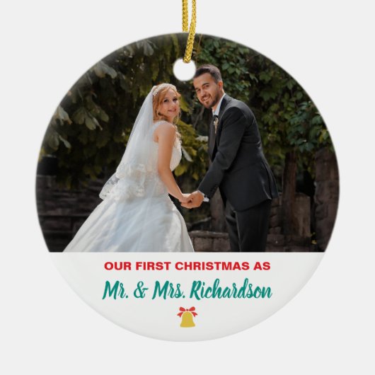 Unser erstes Weihnachtsfest Verheiratet Mr. and Mr Keramik Ornament (Vorne)